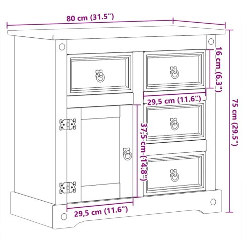 KOMODA CORONA 87X40X76CM LITE DREWNO SOSNOWE