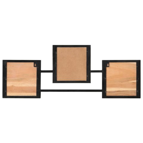 WIESZAK NA PŁASZCZE 90X1X35CM LITE DREWNO AKACJOWE I ŻELAZO