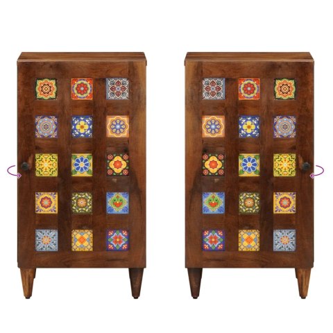 BUFET Z DRZWIAMI ORZECH WŁOSKI 40X33,5X75CM DREWNO Z MANGO