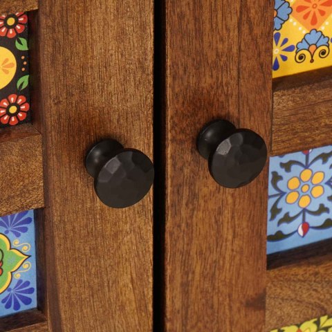 BUFET Z DRZWIAMI ORZECH WŁOSKI 60X33,5X75CM DREWNO Z MANGO