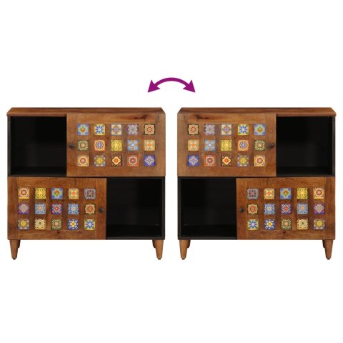 BUFET Z DRZWIAMI ORZECH WŁOSKI 80X33,5X75CM DREWNO Z MANGO