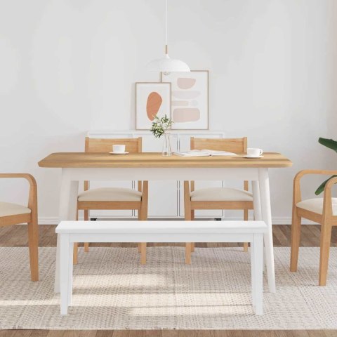 ŁAWKA 110CM BIAŁA LITE DREWNO GUMA