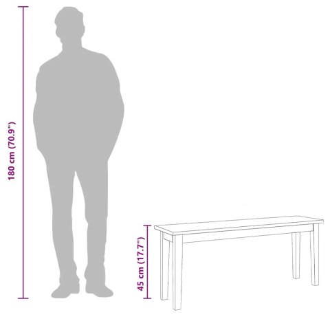 ŁAWKA 110CM BIAŁA LITE DREWNO GUMA
