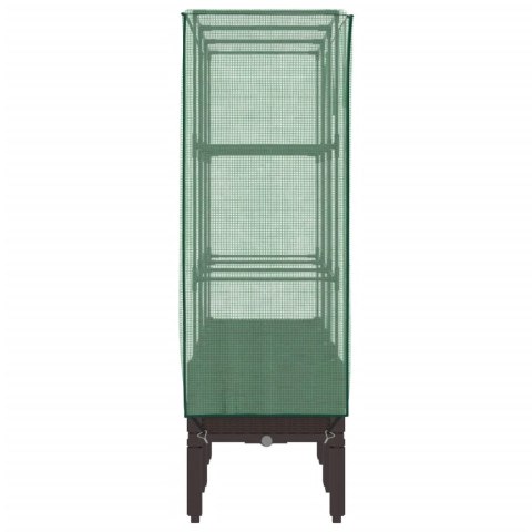 PODWYŻSZONA DONICA ZE SZKLARNIĄ WYGLĄD RATTANU 120X40X140CM