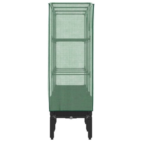 PODWYŻSZONA DONICA ZE SZKLARNIĄ WYGLĄD RATTANU 120X40X140CM