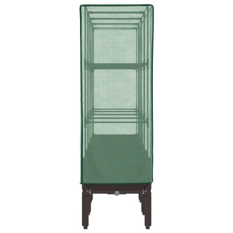 PODWYŻSZONA DONICA ZE SZKLARNIĄ WYGLĄD RATTANU 160X40X140CM