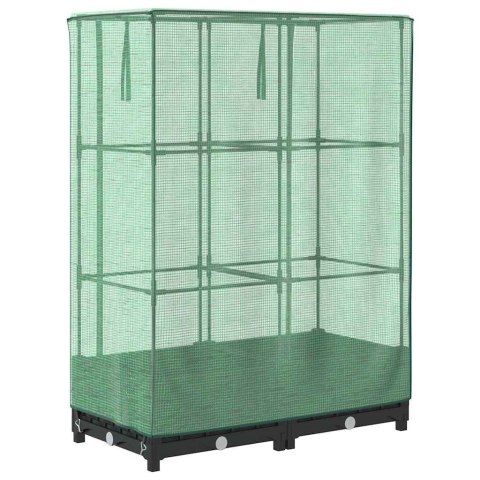 PODWYŻSZONA DONICA ZE SZKLARNIĄ WYGLĄD RATTANU 80X40X123CM