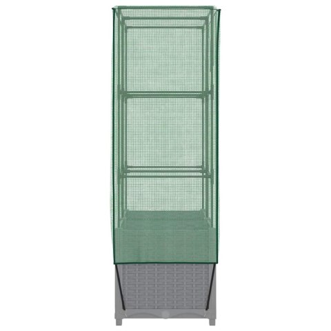 PODWYŻSZONA DONICA ZE SZKLARNIĄ WYGLĄD RATTANU 80X40X138CM