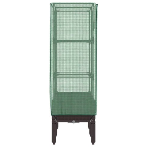 PODWYŻSZONA DONICA ZE SZKLARNIĄ WYGLĄD RATTANU 80X40X140CM