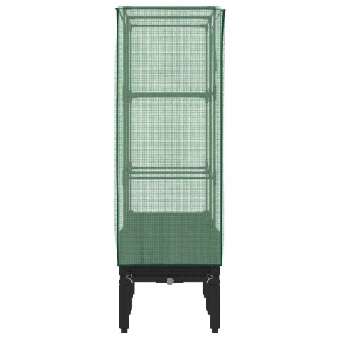 PODWYŻSZONA DONICA ZE SZKLARNIĄ WYGLĄD RATTANU 80X40X140CM