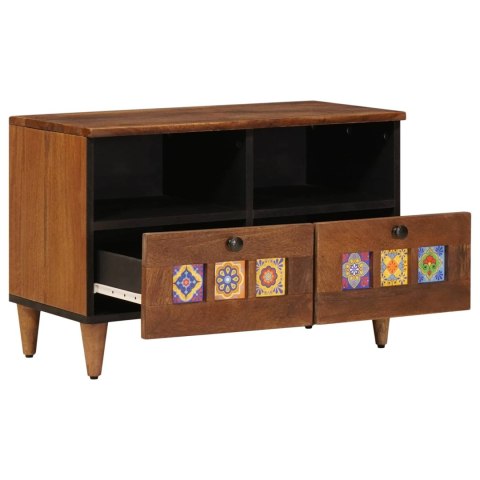 STOLIK KAWOWY Z SZUFLADĄ BRĄZOWY 80X54X40CM DREWNO Z MANGO