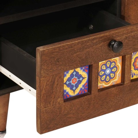 STOLIK KAWOWY Z SZUFLADĄ BRĄZOWY 80X54X40CM DREWNO Z MANGO