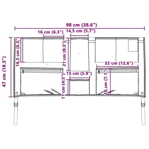 WISZĄCY ORGANIZER KEMPINGOWY DO PRZYCZEPY KAMPERA TORBA ŚCIENNA Z KIESZENIAMI