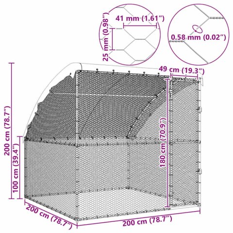KLATKA DLA KUR SREBRNY 2X2X2M STAL GALWANIZOWANA
