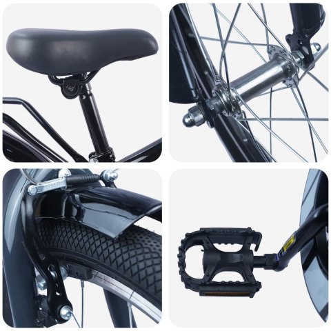 ROWER DZIECIĘCY 20 CALI DLA DZIECI W WIEKU 6-11 LAT CZARNY