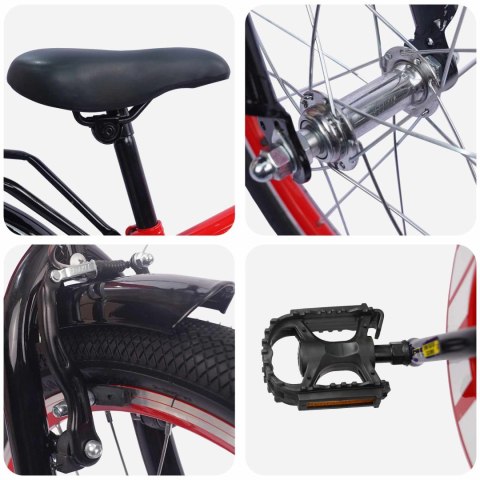 ROWER DZIECIĘCY 20 CALI DLA DZIECI W WIEKU 6-11 LAT CZERWONY