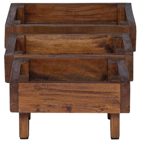 STOJAK NA ROŚLINY 3 SZT. BRĄZOWY DREWNO MAHONIOWE