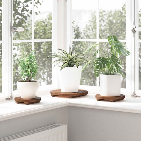 STOŁEK ROŚLINNY 3 SZT. BRĄZOWY DREWNO MAHONIOWE