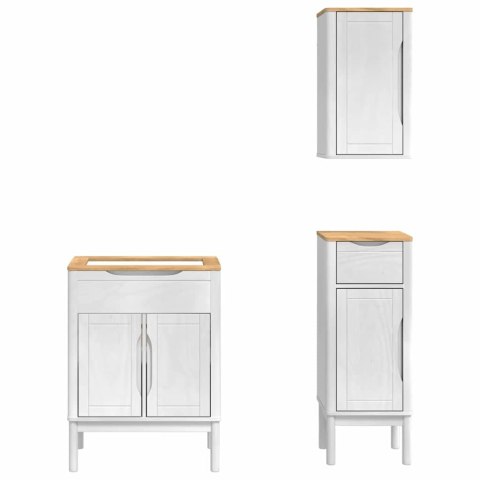 ZESTAW MEBLI ŁAZIENKOWYCH 3 SZT. BIAŁY LITE DREWNO SOSNOWE