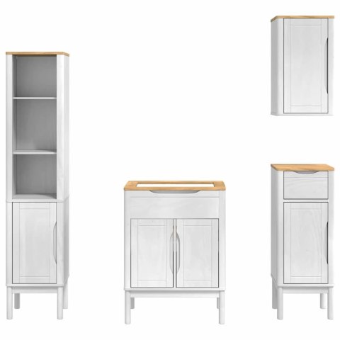 ZESTAW MEBLI ŁAZIENKOWYCH 4 SZT. BIAŁY LITE DREWNO SOSNOWE