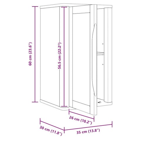 SZAFKA ŚCIENNA ŁAZIENKOWA Z PÓŁKĄ WOSKOWY BRĄZ 60X40X80CM