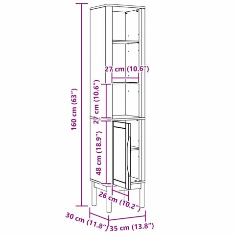 WYSOKA SZAFKA ŁAZIENKOWA INNY WOSKOWY BRĄZ 36X30X160CM