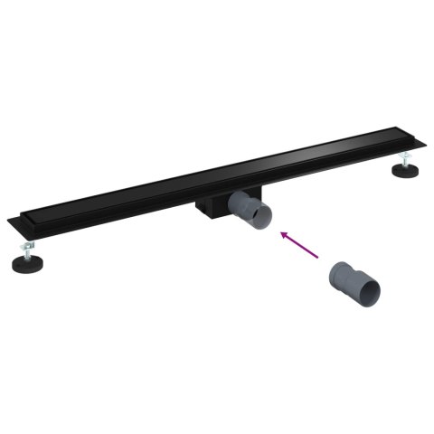 2 W 1 ODWODNIENIE PRYSZNICOWE CZARNY 100CM STAL NIERDZEWNA 304