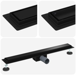 2 W 1 ODWODNIENIE PRYSZNICOWE CZARNY 80CM STAL NIERDZEWNA 304