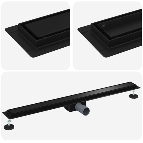 2 W 1 ODWODNIENIE PRYSZNICOWE CZARNY 90CM STAL NIERDZEWNA 304