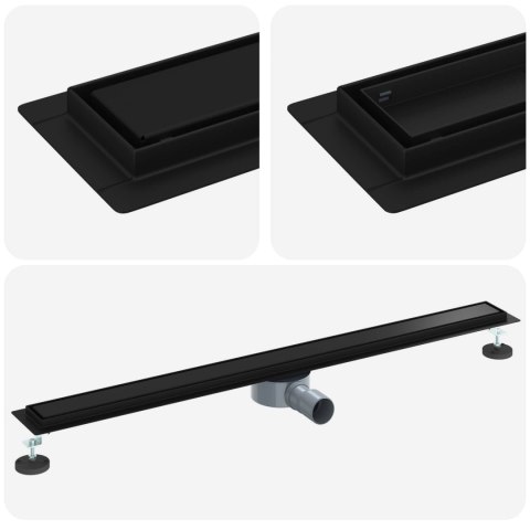 ODPŁYW PRYSZNICOWY 2 W 1 Z SYFONEM 360° CZARNY 100CM