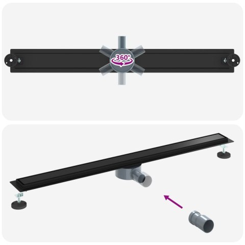 ODPŁYW PRYSZNICOWY 2 W 1 Z SYFONEM 360° CZARNY 100CM