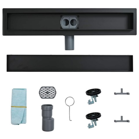 ODPŁYW PRYSZNICOWY 2 W 1 Z SYFONEM 360° CZARNY 50CM