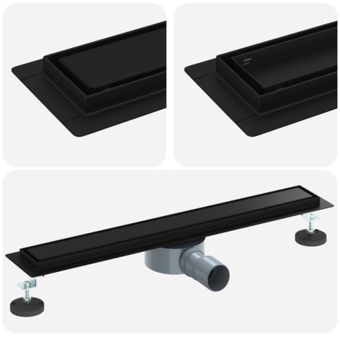 ODPŁYW PRYSZNICOWY 2 W 1 Z SYFONEM 360° CZARNY 60CM