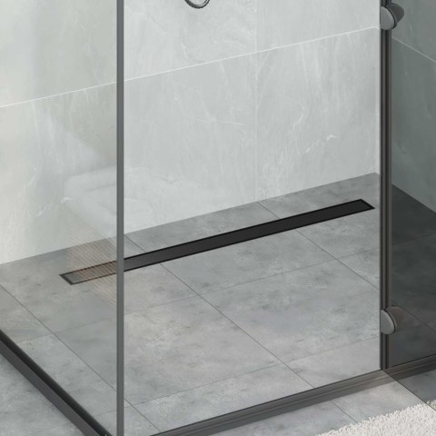 ODPŁYW PRYSZNICOWY 2 W 1 Z SYFONEM 360° CZARNY 90CM