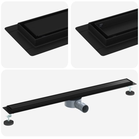 ODPŁYW PRYSZNICOWY 2 W 1 Z SYFONEM 360° CZARNY 90CM