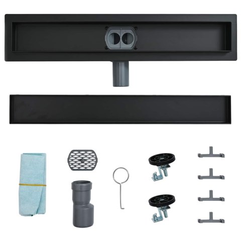 ODPŁYW PRYSZNICOWY 2 W 1 Z SYFONEM 360° CZARNY 90CM