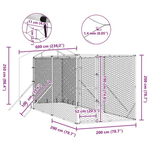 KOJEC DLA PSA Z DACHEM SREBRNY 2X6X2,5M STAL GALWANIZOWANA