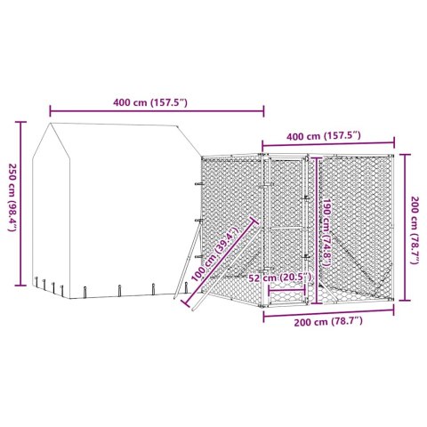 KOJEC DLA PSA Z DACHEM SREBRNY 4X4X2,5M STAL GALWANIZOWANA