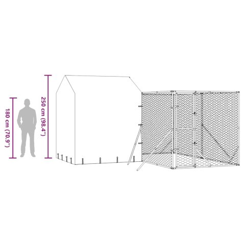 KOJEC DLA PSA Z DACHEM SREBRNY 4X4X2,5M STAL GALWANIZOWANA
