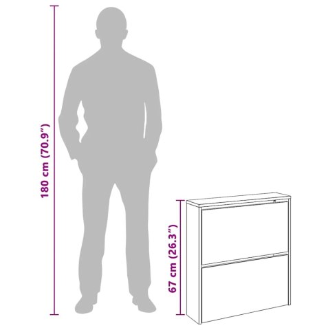 SZAFKA NA BUTY Z 2 PÓŁKAMI I LUSTREM BIAŁA 63X17X67CM