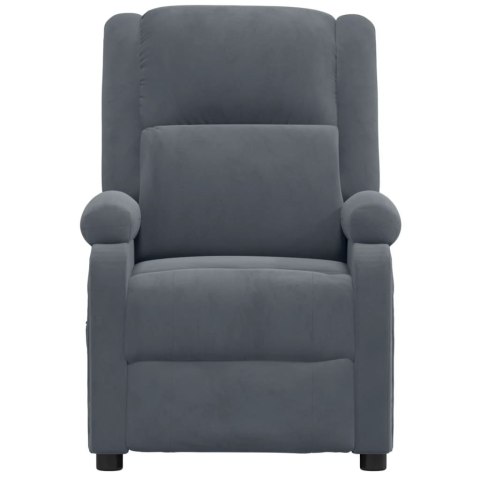 ELEKTRYCZNY FOTEL ROZKŁADANY CIEMNOSZARY OBITY AKSAMITEM