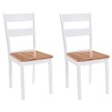 KRZESŁA JADALNIANE 2 SZT. BIAŁE LITE DREWNO KAUCZUKOWCA