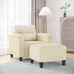 FOTEL Z PODNÓŻKIEM KREMOWY 60CM SZTUCZNA SKÓRA