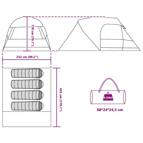 NAMIOT 4 OSOBOWY DOME 455X252X178 WODOODPORNY UV E-PORT TORBA KEMPING SZARY