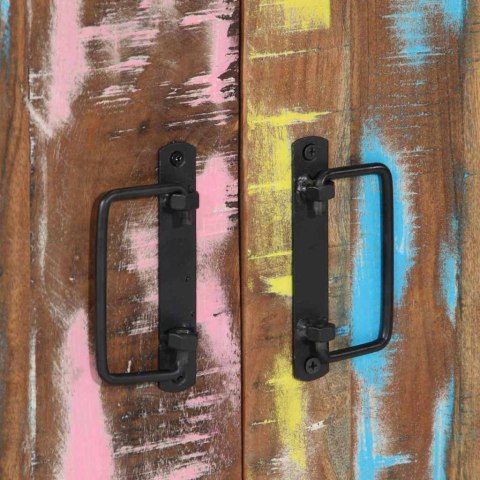 SZAFKA NA BUTY Z PÓŁKĄ WIELOKOLOROWE LITE DREWNO Z ODZYSKU