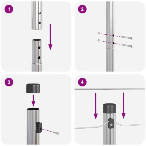 SŁUPEK OGRODZENIOWY. 13 SZT. SREBRNY STAL