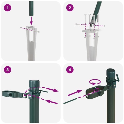 SŁUPEK OGRODZENIOWY. 7 SZT. ZIELONY STAL