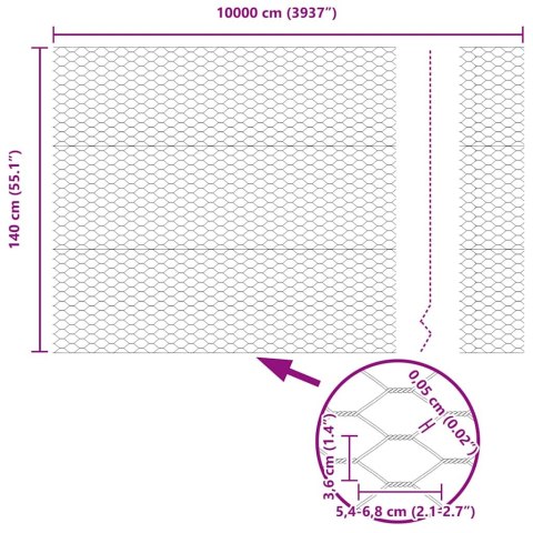 OGRODZENIE HEKSAGONALNE SREBRNY 1,4X100M STAL GALWANIZOWANA