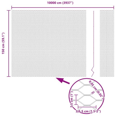 OGRODZENIE HEKSAGONALNE SREBRNY 1.5X100M STAL GALWANIZOWANA