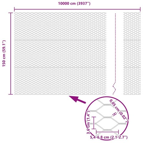OGRODZENIE HEKSAGONALNE SREBRNY 1,5X100M STAL GALWANIZOWANA